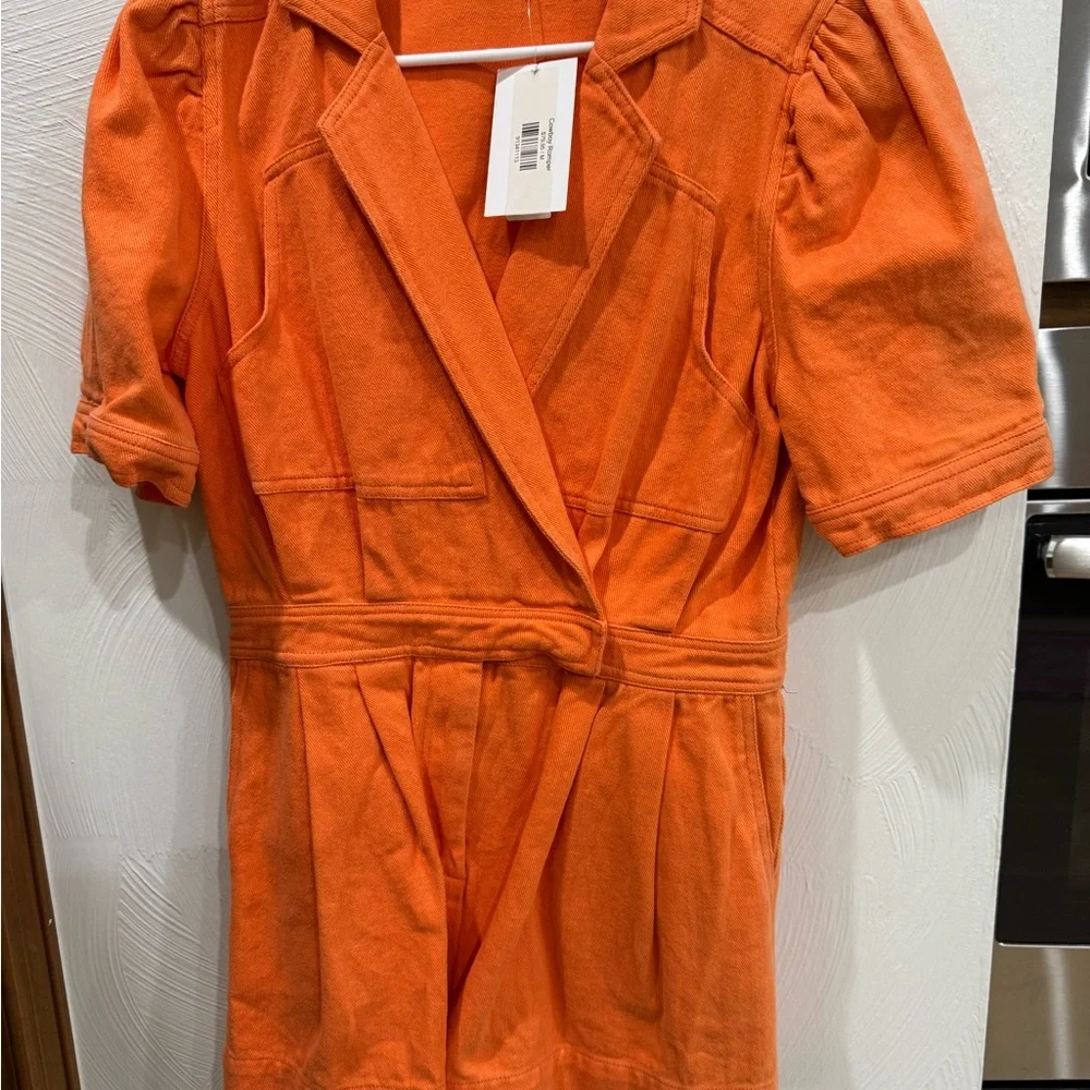 Vibrant Orange Wrap Jumpsuit - Picture 2 of 5